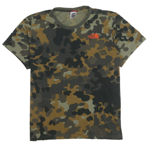 The North Face Camouflage T Shirt Men's Large Printed Logo Never Stop Exploring Tee