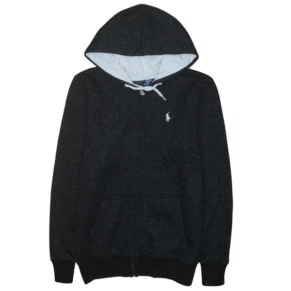 Polo Ralph Lauren Black Zip Hoodie Women’s Large Embroidered Pony Logo Fleece Sweatshirt