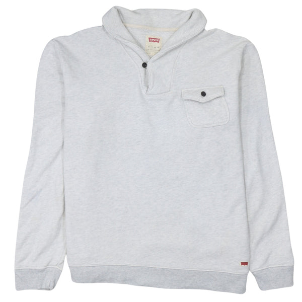 Levi's 90's 1/4 Button Turtle Neck Polo Shirt XLarge Grey