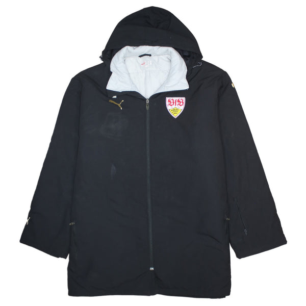 Puma 90's Black Hooded Full Zip Windbreaker Jacket XXL Men 2XL