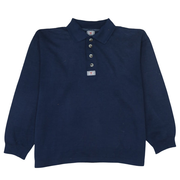 Levi's 90's Long Sleeve Quarter Button Polo Shirt Medium  Navy Blue