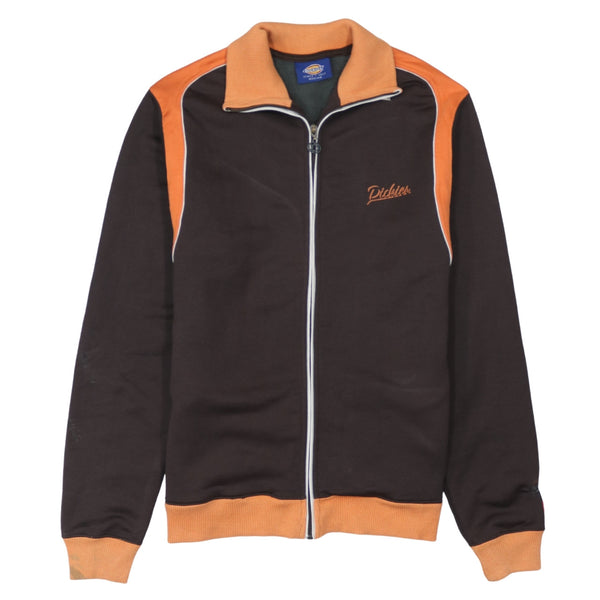 Dickies Brown Orange Zip Jacket Women’s Medium Embroidered Logo Contrast Panels Track Top