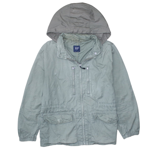 Gap 90's Hooded Full Zip Up Windbreaker Large Green
