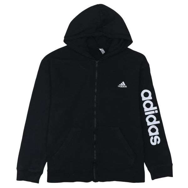 Adidas 90's Drawstring Pockets Full Zip Up Hoodie XXLarge (2XL) Black