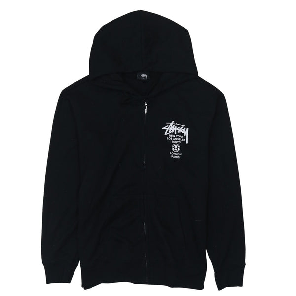 Stussy 90's Sportswear Full Zip Up Hoodie XLarge Black
