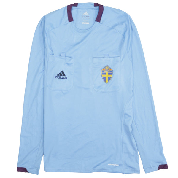 Adidas Light Blue Long Sleeve Referee Jersey Women’s Medium Sweden Badge Adidas Logo Football Shirt