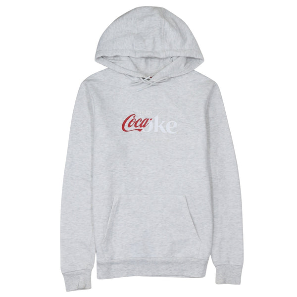 Coca Cola Light Grey Hoodie Men’s XSmall Printed Logo Front Pocket Pullover Sweatshirt