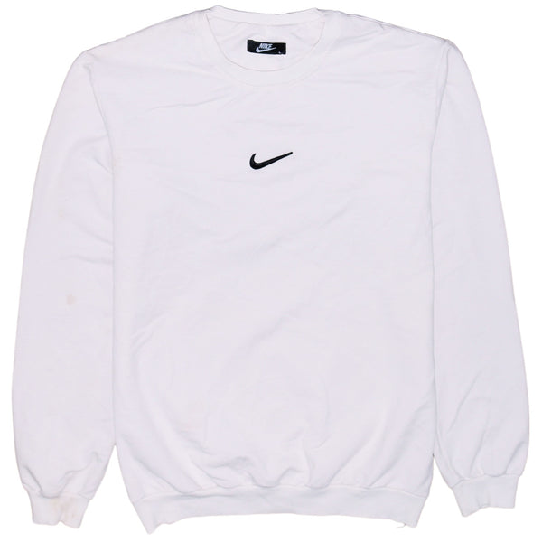 Nike 90's Center Middle Swoosh Crew Neck Sweatshirt Large White