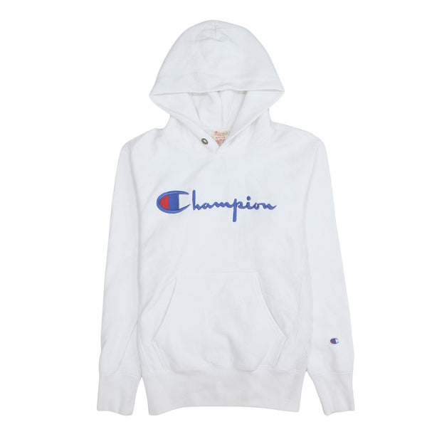 Champion 90's Spellout Pullover Hoodie Medium White