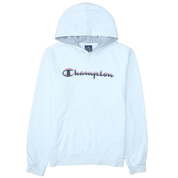 Champion Light Blue Hoodie Men’s XXLarge Embroidered Script Logo Front Pouch Pullover Sweatshirt