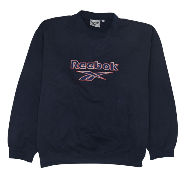 Reebok Navy Blue Sweatshirt Women’s XXLarge Embroidered Logo Crewneck Pullover Fleece Top