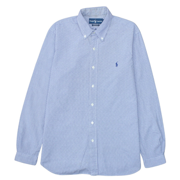 Polo Ralph Lauren Blue Gingham Shirt Men's Medium Embroidered Pony Button Down Casual Top