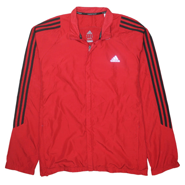 Adidas 90's Striped Sleeve Full Zip Up Windbreaker Large Red