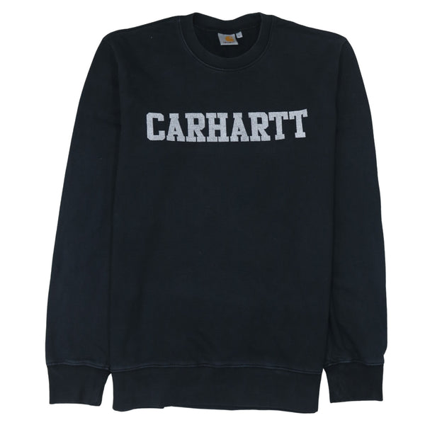Carhartt Black Sweatshirt Women's Large Embroidered Logo Crewneck Pullover Fleece Top