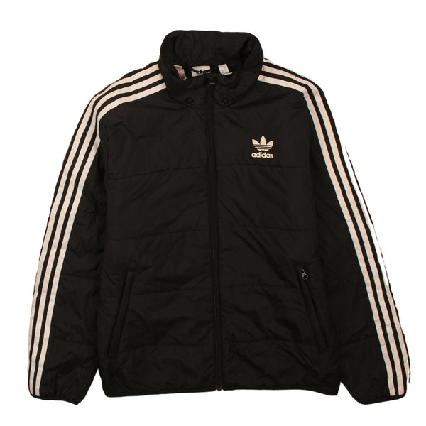 Adidas 90's Striped Sleeves Full Zip Up Puffer Jacket Large Black