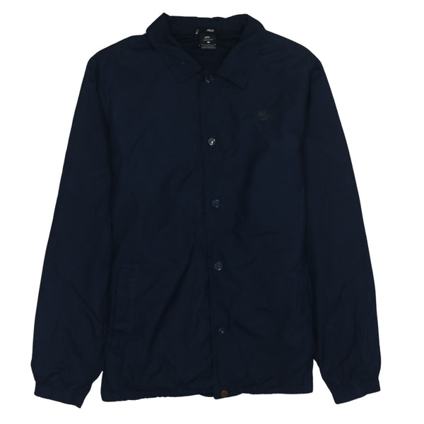 Nike 90's Swoosh Button Up Windbreaker Large Navy Blue