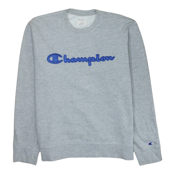 Champion Grey Sweatshirt Men's Large Embroidered Script Logo Crewneck Pullover