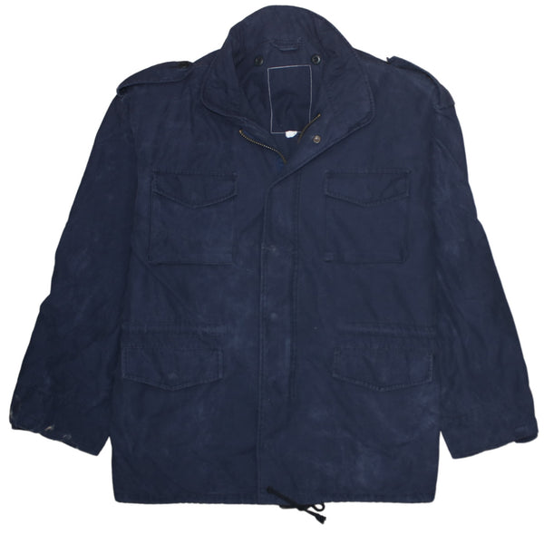 Retro 90's Plain Full Zip Up Windbreaker XXLarge  Navy Blue