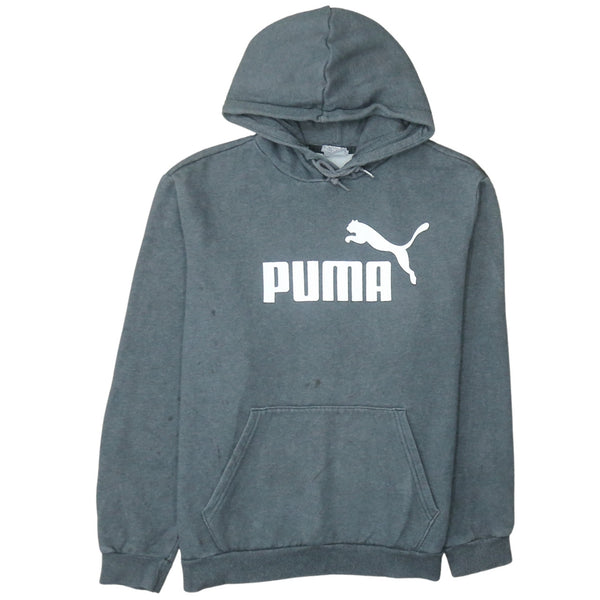 Puma Dark Grey Hoodie Men's Large Printed Logo Front Pocket Pullover Sweatshirt