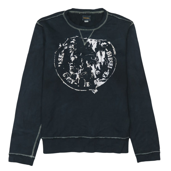 Diesel 90's Spellout Crew Neck Sweatshirt Large Black