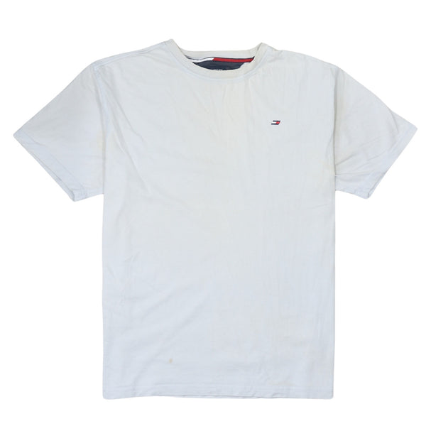 Tommy Hilfiger White T Shirt Women's XLarge Small Flag Logo Cotton Casual Top Tee