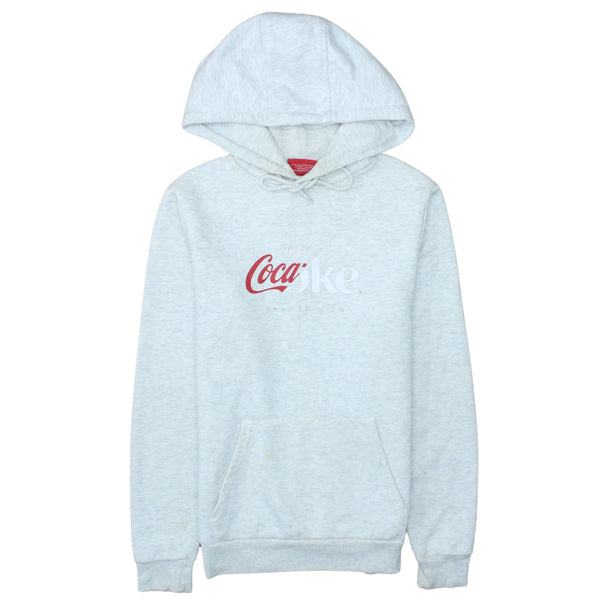 Coca Cola Light Grey Hoodie Men's Small Printed Logo Front Pocket Pullover Sweatshirt