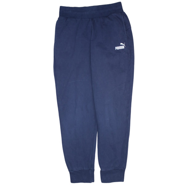 Puma Navy Blue Joggers Men's Small Printed Logo Elastic Waist Cuffed Sweatpants