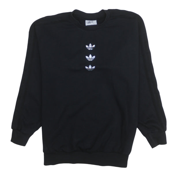 Adidas Black Sweatshirt Women’s XLarge Triple Trefoil Embroidered Logo Crewneck Pullover