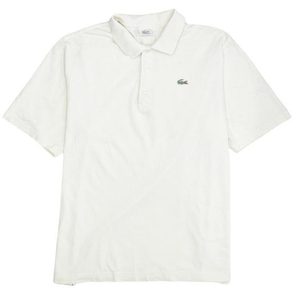 Lacoste 90's Short Sleeves Quarter Button Polo Shirt Large  Beige Cream