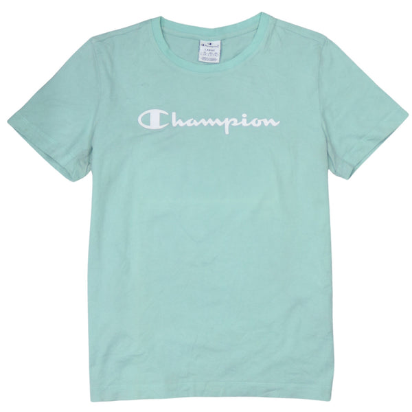 Champion 90's Spellout Short Sleeves T Shirt Large Blue