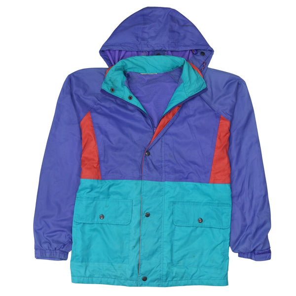 Retro 90's Hooded Full Zip Up Windbreaker Large  Green