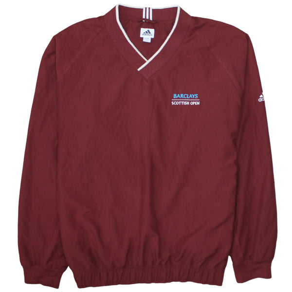 Adidas 90's Lightweight V Neck Windbreaker Large Burgundy Red