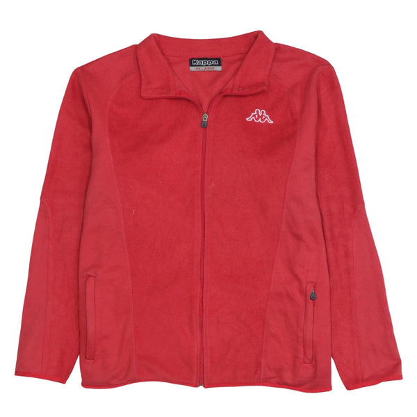 Kappa Burgundy Red Fleece Jacket Women's XXL Embroidered Chest Logo Zip Pockets Outerwear Top