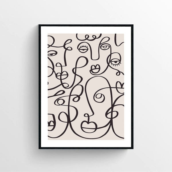 Line Art Faces Poster