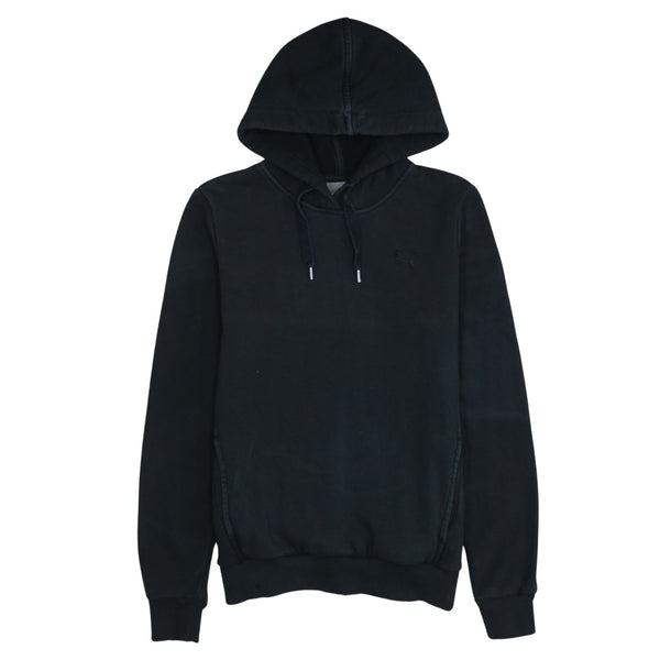 Puma Black Hoodie Women’s Small Embroidered Chest Logo Drawstring Hood Ribbed Cuffs Sweatshirt