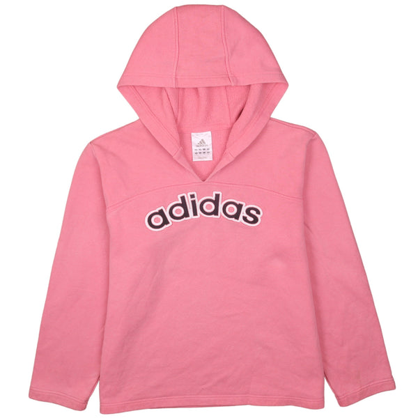 Adidas 90's Spellout Pullover Hoodie Large Pink