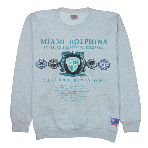 Nutmeg Light Grey Sweatshirt Men's XLarge Miami Dolphins Printed Logo Crewneck Pullover