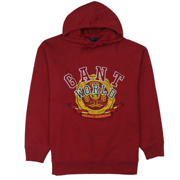GANT Burgundy Red Hoodie Women’s XLarge Embroidered Crest Logo Pullover Sweatshirt Top