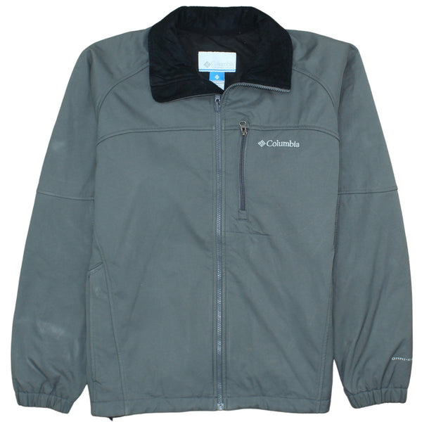 Columbia Grey Full Zip Jacket Men's Large Embroidered Logo Chest Zip Pocket Windbreaker Outerwear