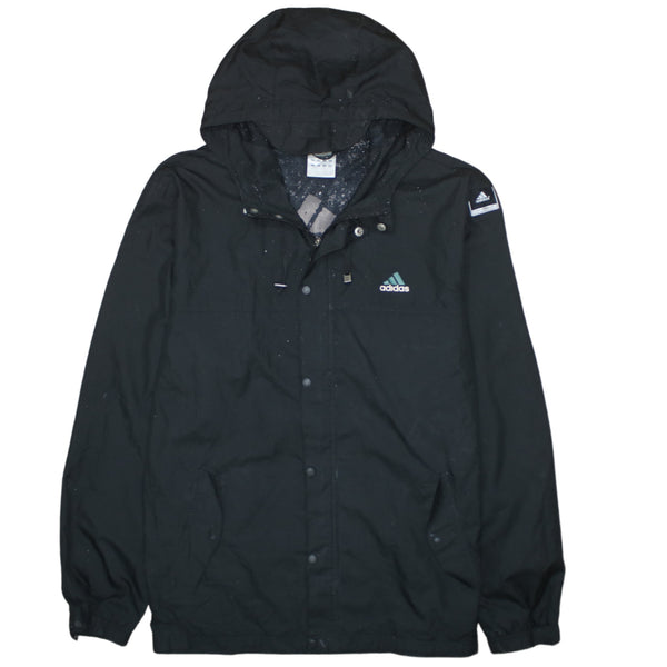 Adidas 90's Hooded Full Zip Up Windbreaker Large Black