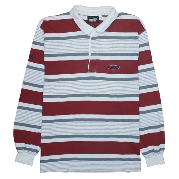 Puma 90's Long Sleeve Quarter Button Polo Shirt XXLarge (2XL) Burgundy Red