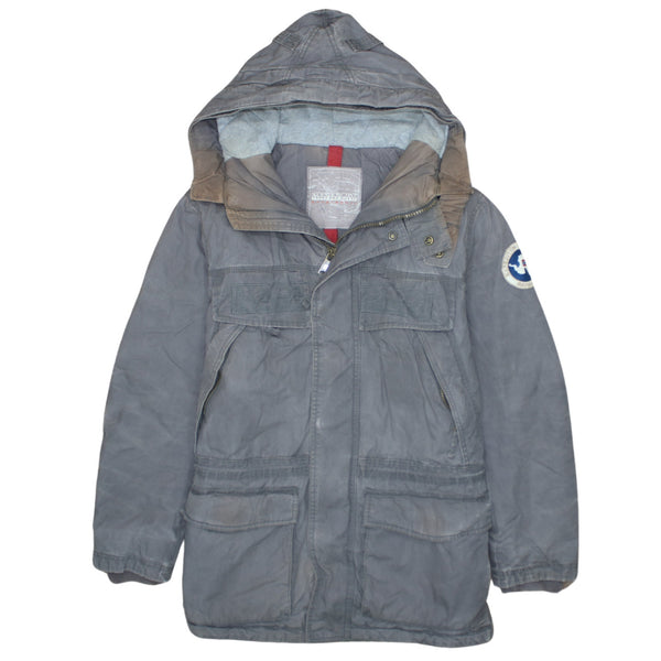 Napapijri 90's Hooded Full Zip Up Windbreaker Medium Grey