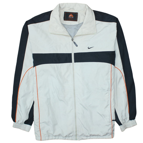 Nike Cream Beige ACG Windbreaker Jacket Men's Small Zip Front Swoosh Logo Track Top