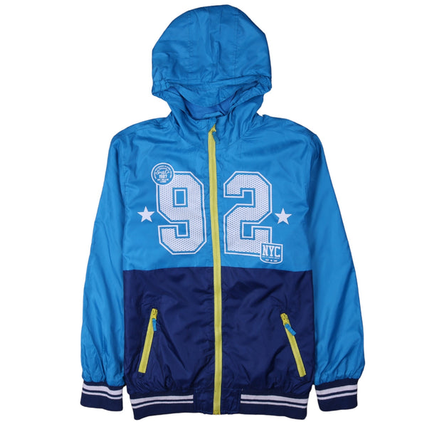 YEX 90's Hooded Full Zip Up Windbreaker Small (missing sizing label) Blue