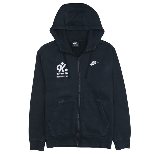 Nike Black Full Zip Hoodie Men's Large Printed Logos Sponsor Back Graphic Sweatshirt