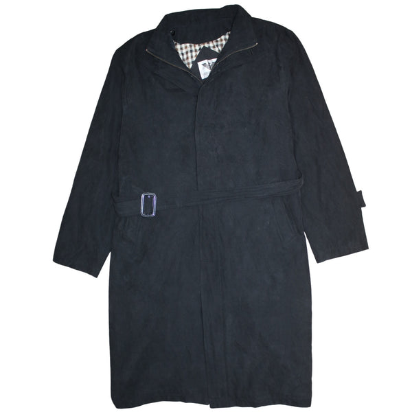 Giorgio Armani 90's Heavyweight Full Zip Up Trench Coat XLarge Black