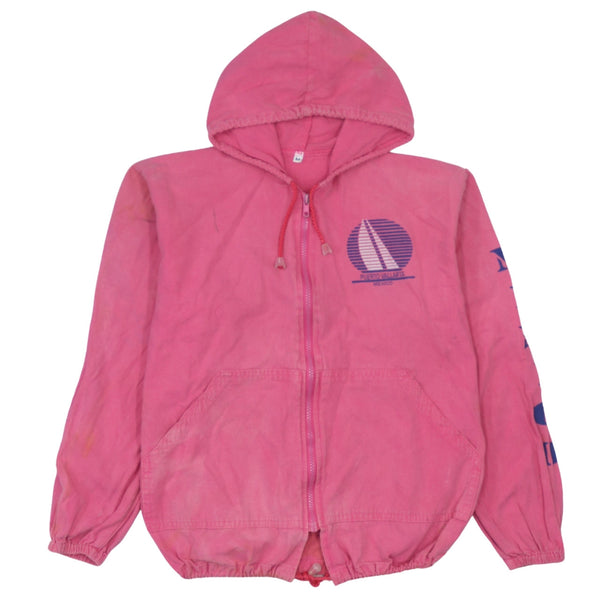 Vintage 90's Pink Hooded Full Zip Windbreaker Men's Medium