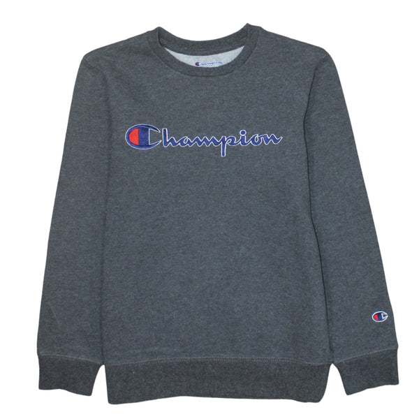 Champion 90's Spellout Crew Neck Hoodie Medium Grey