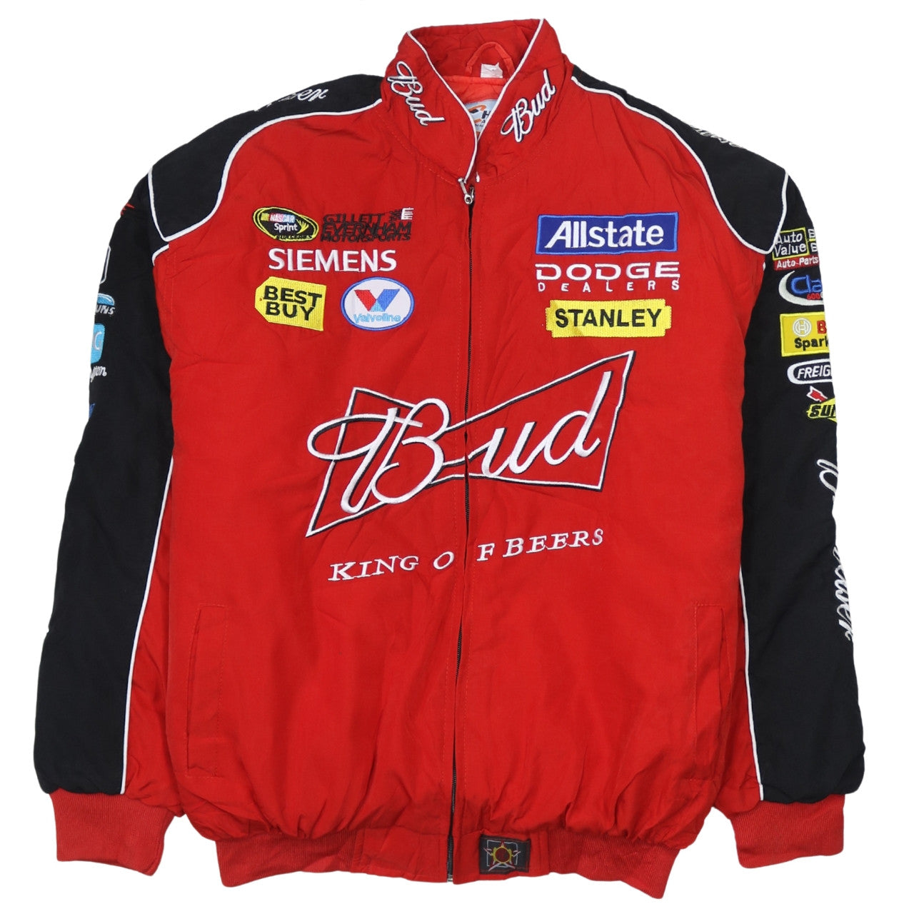 Chase Authentics Red Nascar Jacket Men's Large Budweiser Embroidered L ...