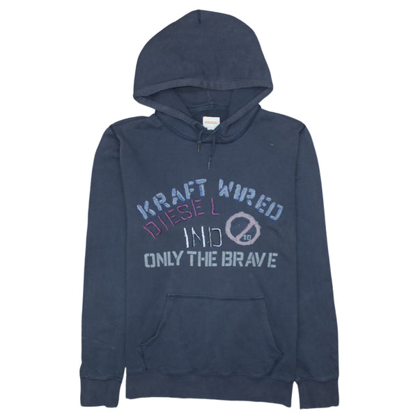 Diesel 90's Spellout Pullover Hoodie Large Navy Blue